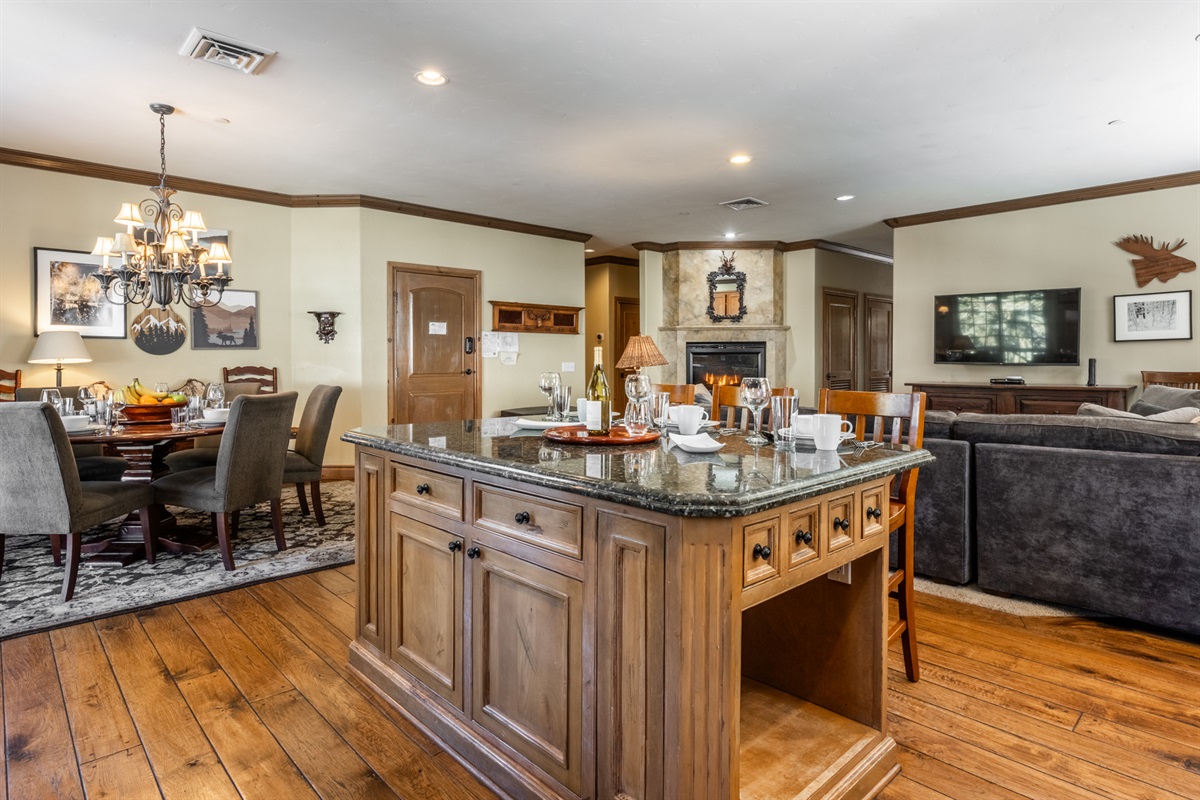 Open concept living connects the kitchen, dining, and living areas, making it easy to gather and spend time together.