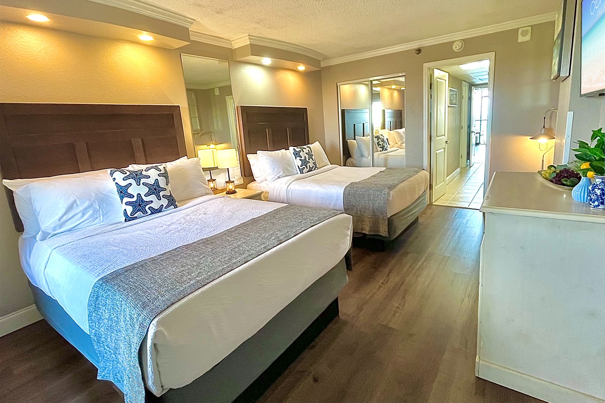 Comfortable bed and inviting bedroom space.