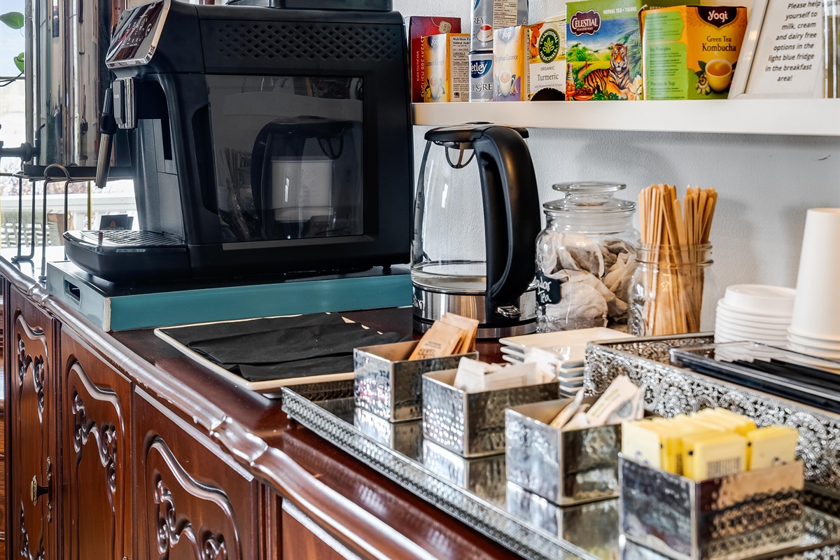 Coffee and Tea station.