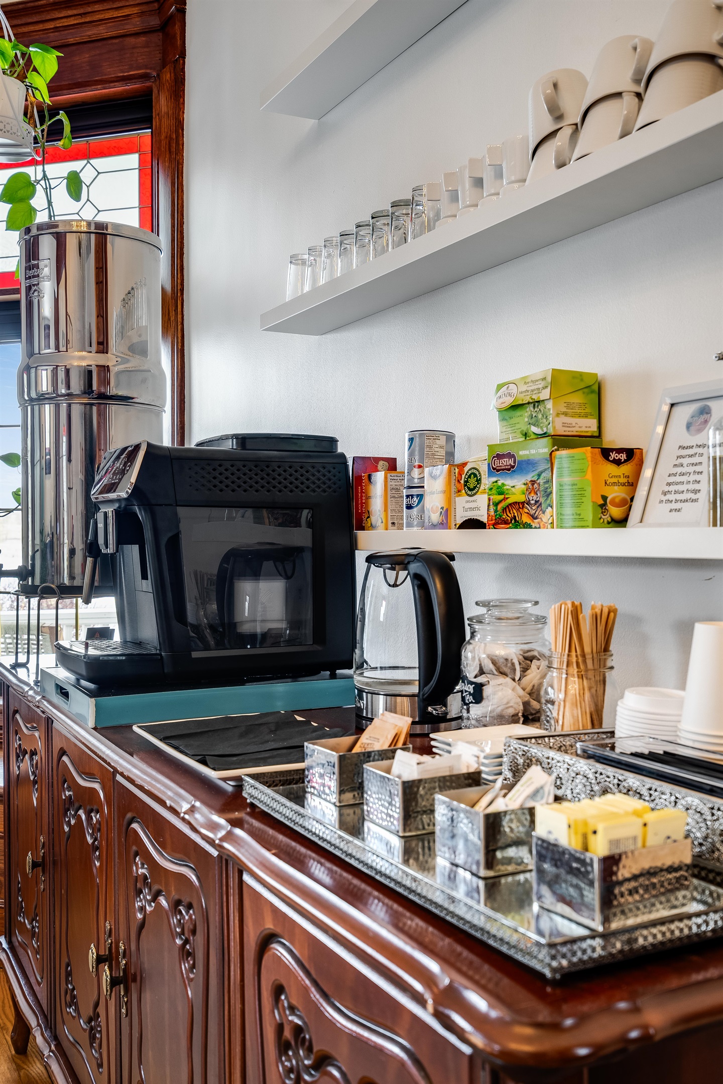 Coffee and Tea station.
