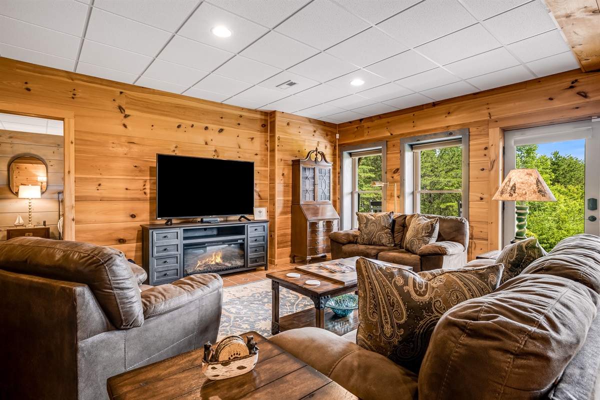 Cozy seating in the lower level living area
