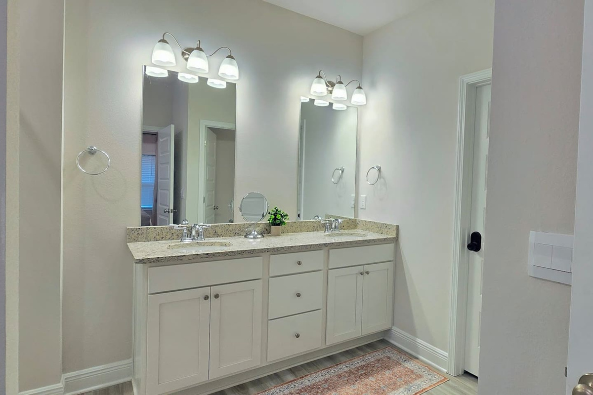 Roomy Double Sink Vanity and separate water closet in the Master Ensuite