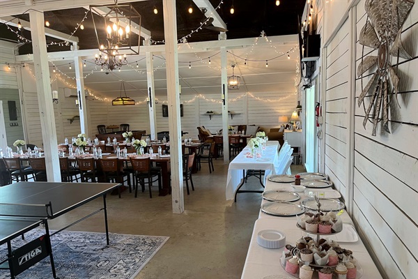 Game barn with restaurant style seating for 40
