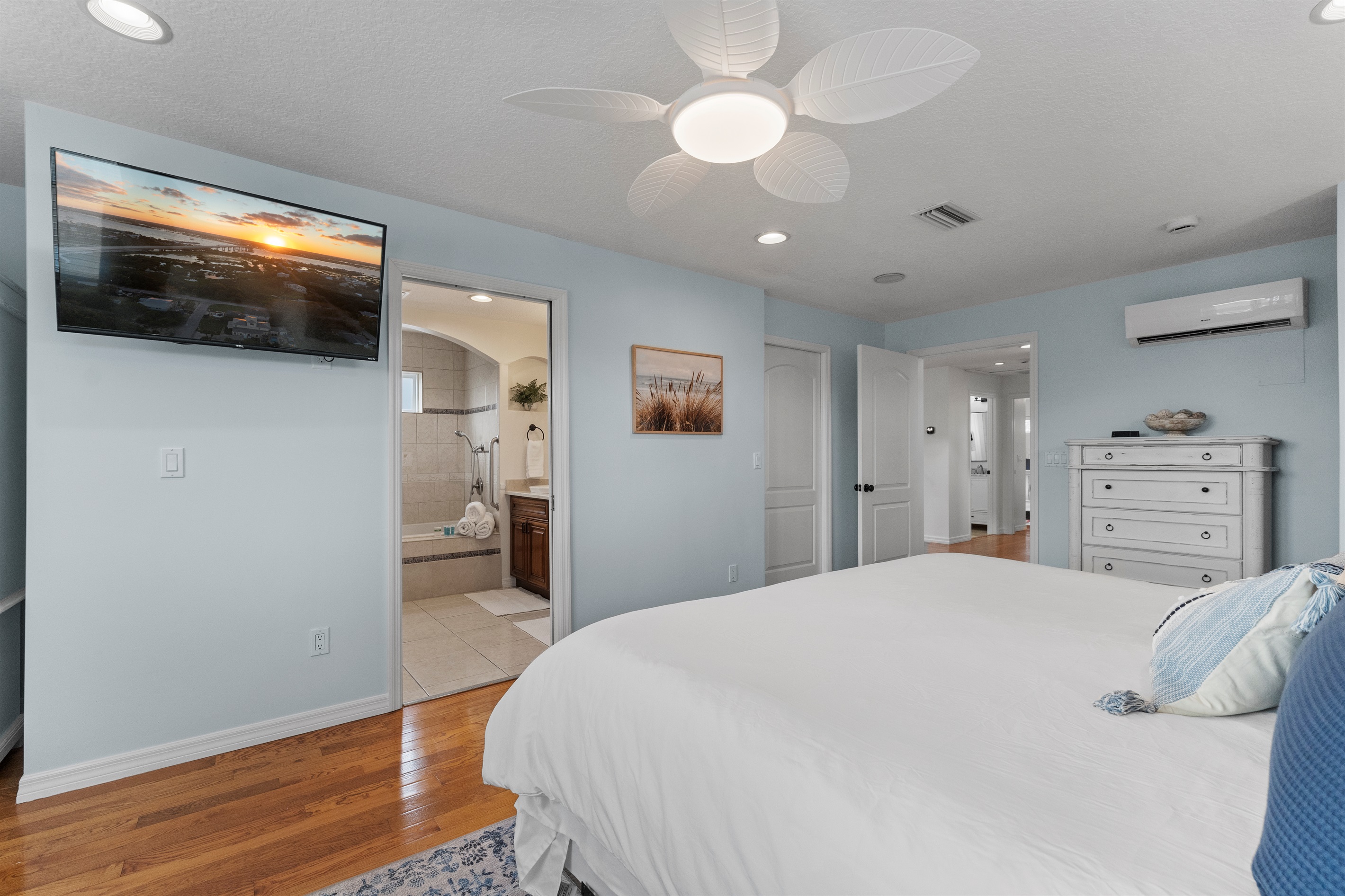 View of the master bedroom from the opposite side of the room