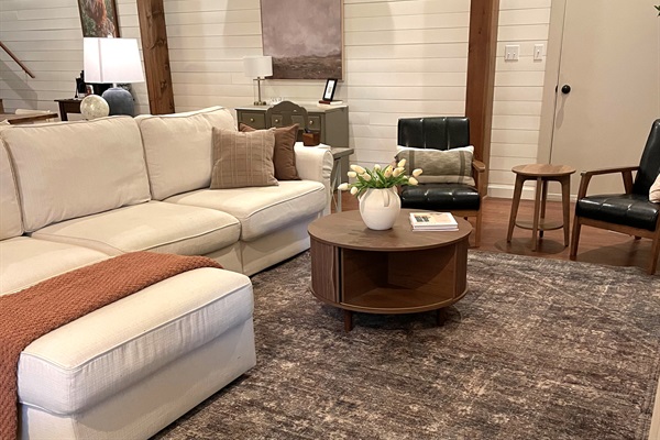 Thoughtfully designed seating area perfect for conversation, coffee, or a quiet evening in.