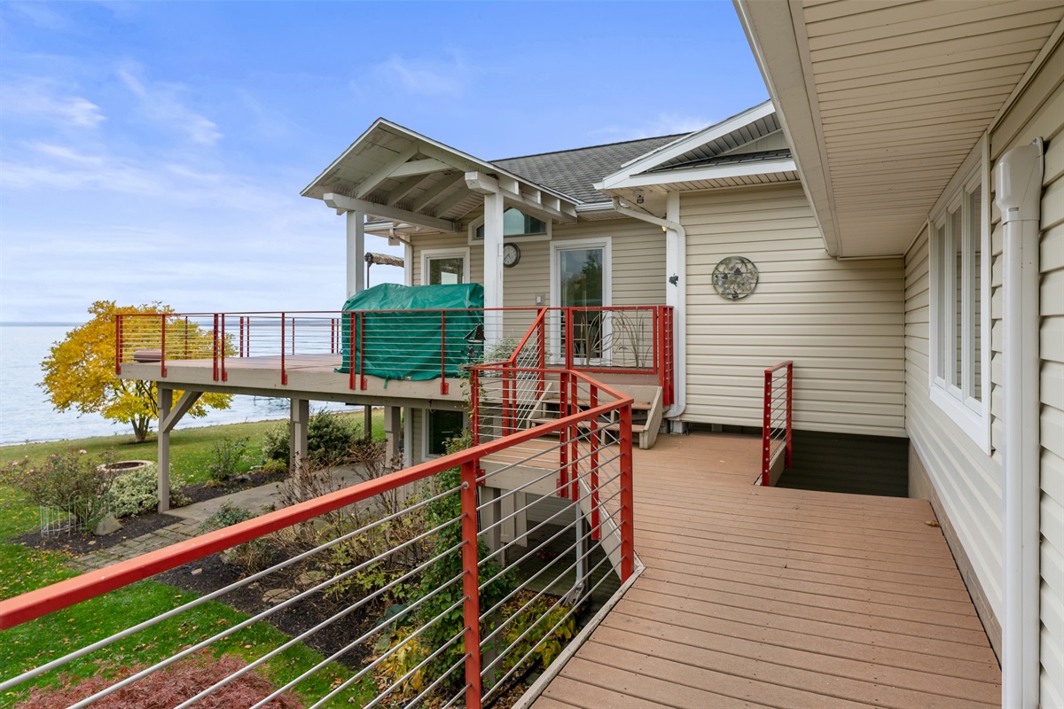 Gated decks surround the home