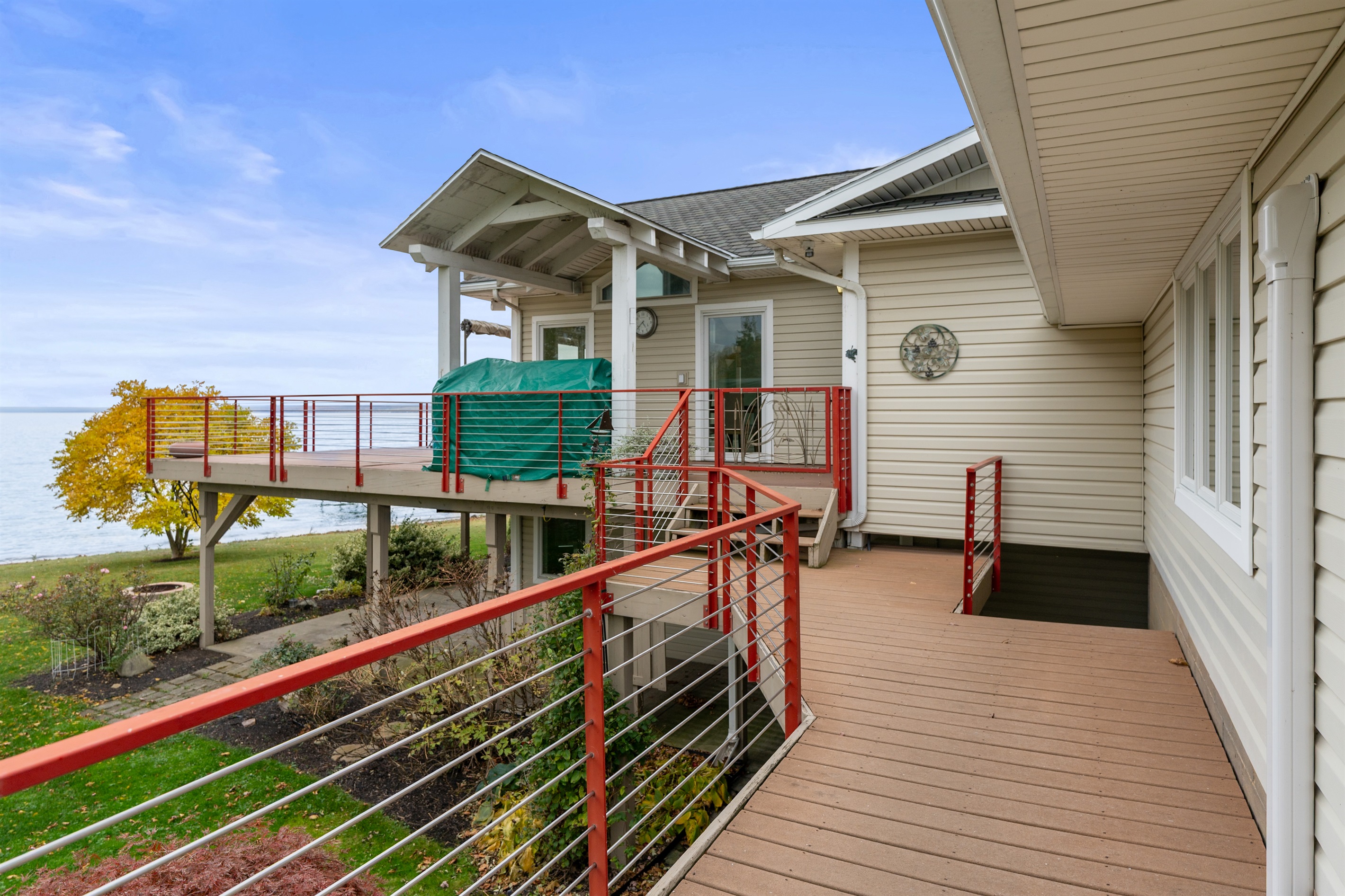 Gated decks surround the home