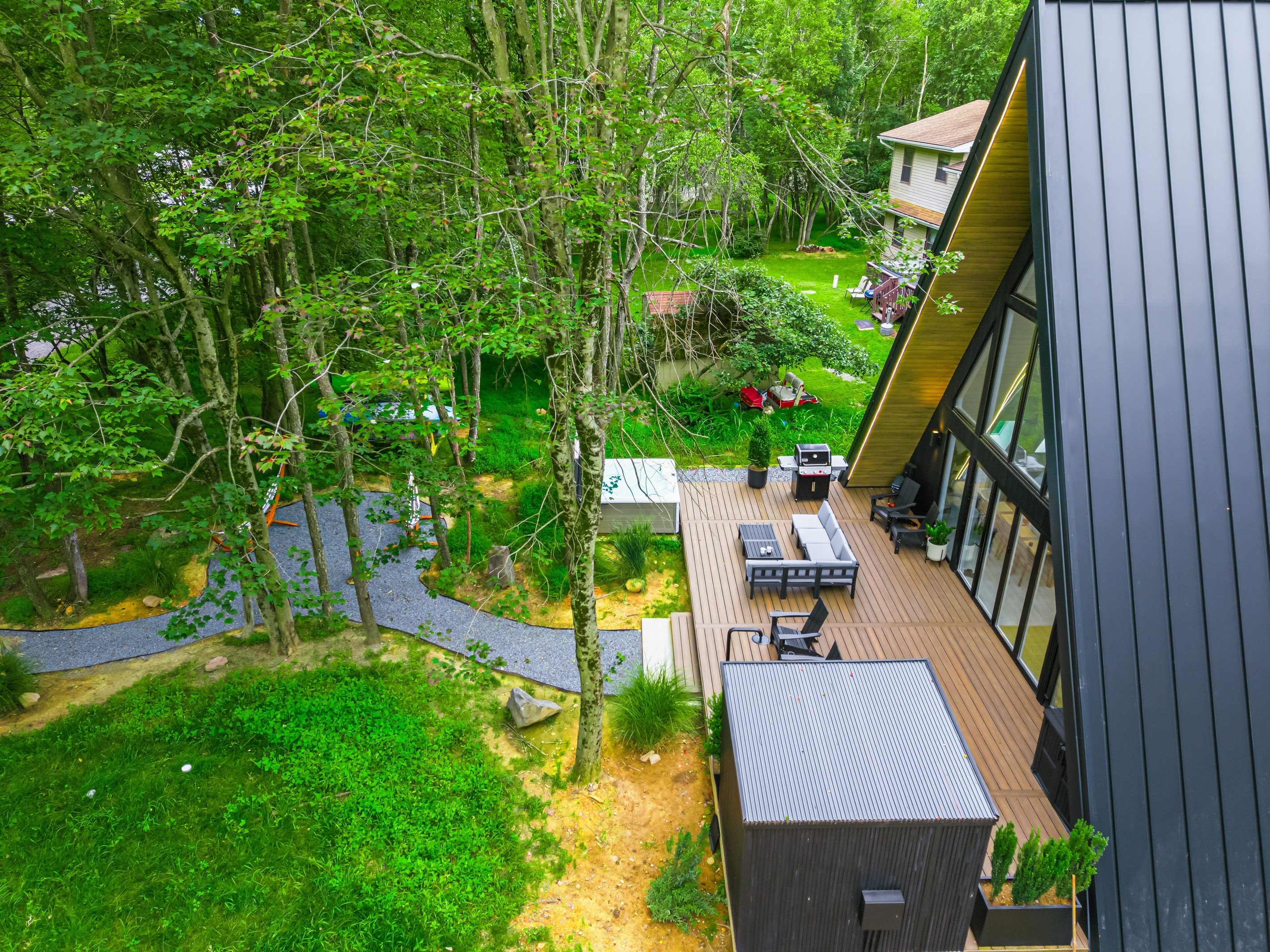 The whole back yard, from above