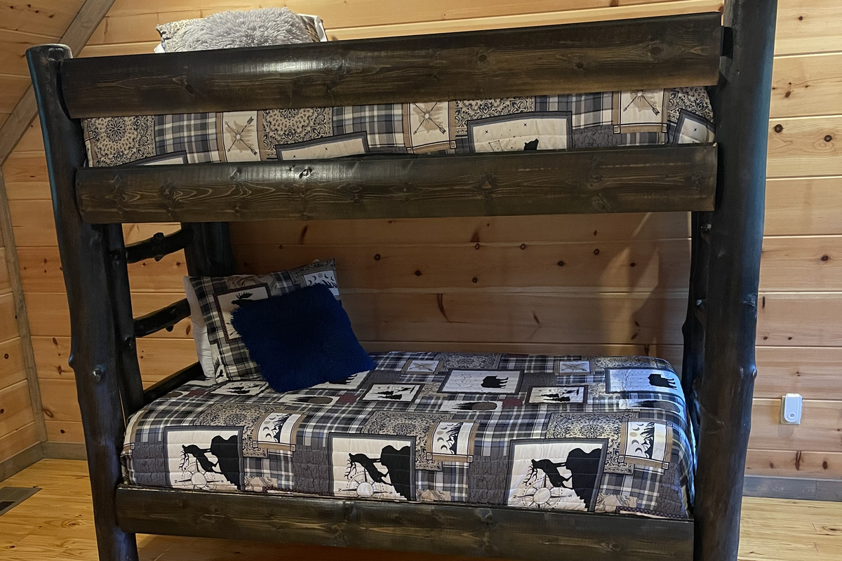 Upstairs game room XL size bunk bed