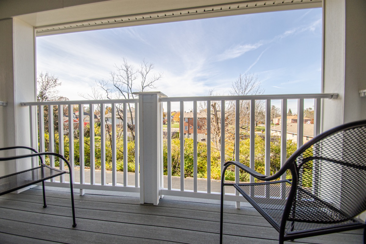 A nice relaxing balcony for your morning coffee or relaxing evening glass of wine.