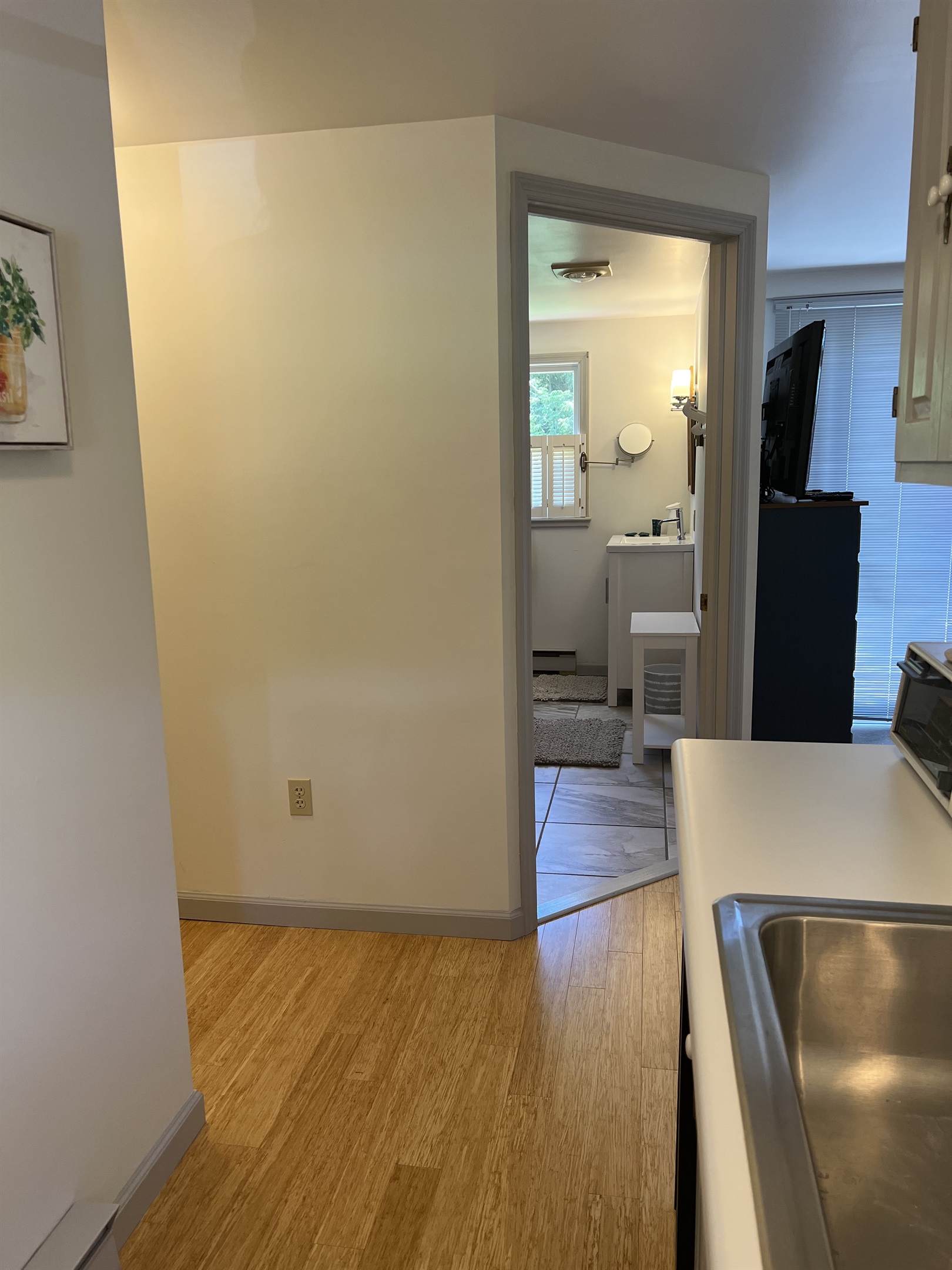 Kitchen into bathroom