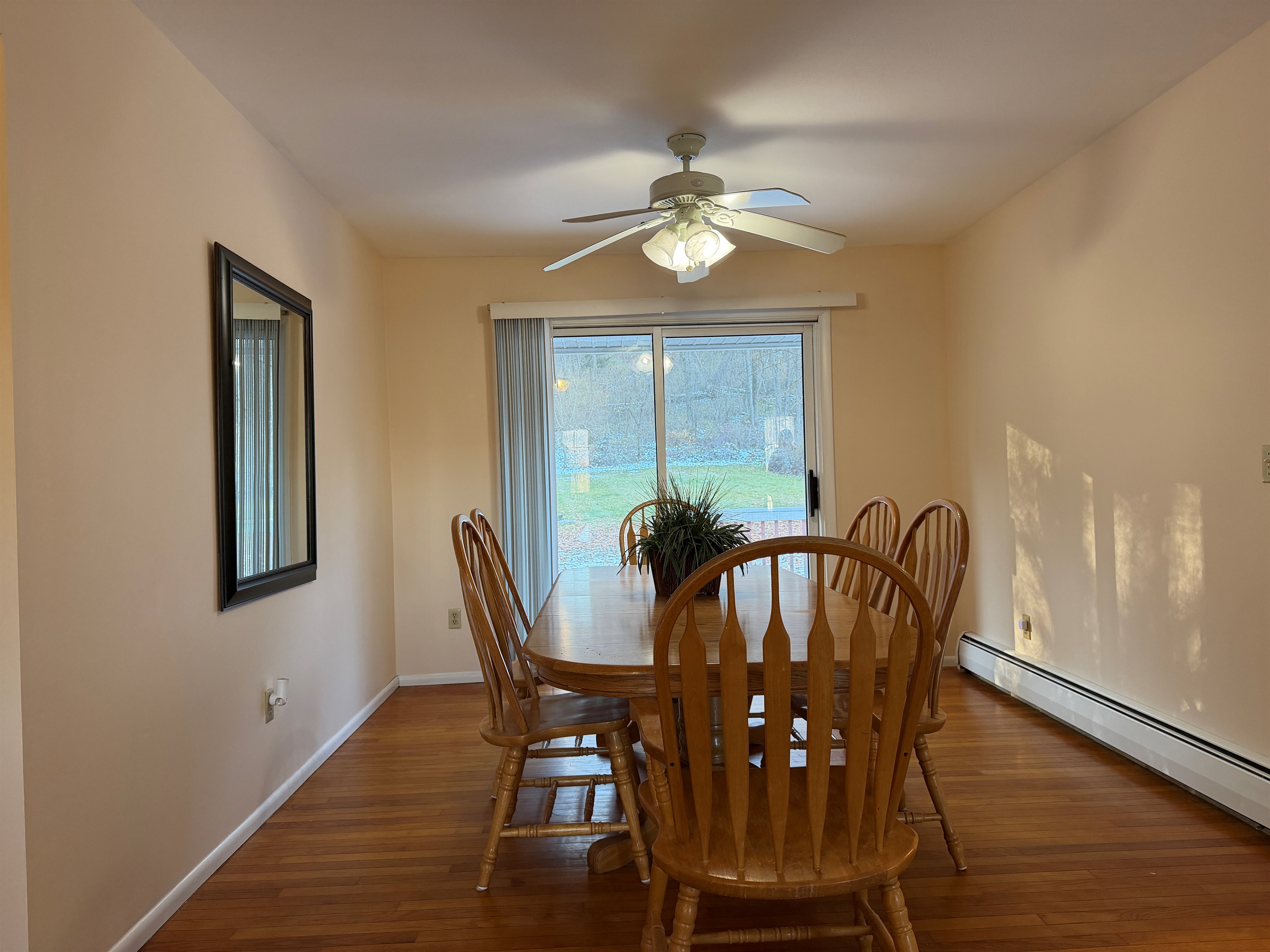 Dining area with sliding doors to back deck