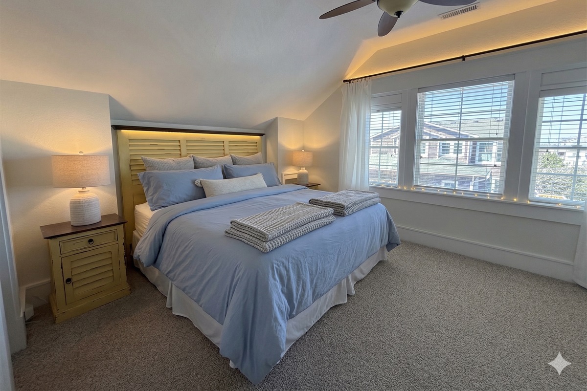 Bedroom 17 — Luxury King Master Suite with Ensuite Standing Shower & Ocean Views | Third Floor Retreat at The Mark Twain, Outer Banks