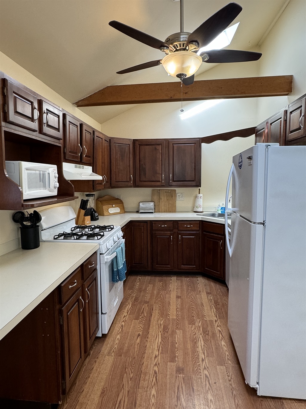 Cooperstown Cottage kitchen equipped with everything you need including lots of natural light billowing in from the skylights.