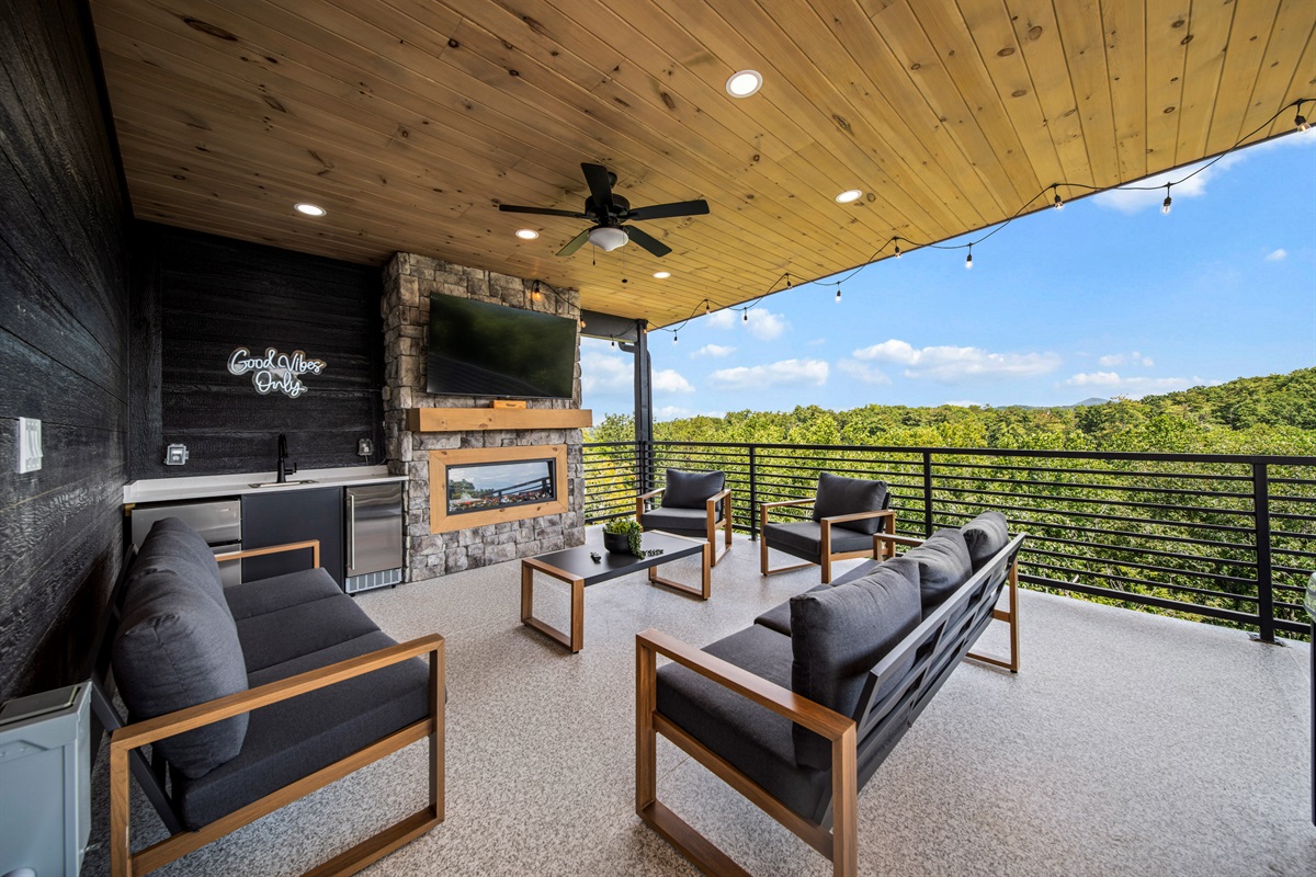 Spacious seating area for family gatherings and stargazing