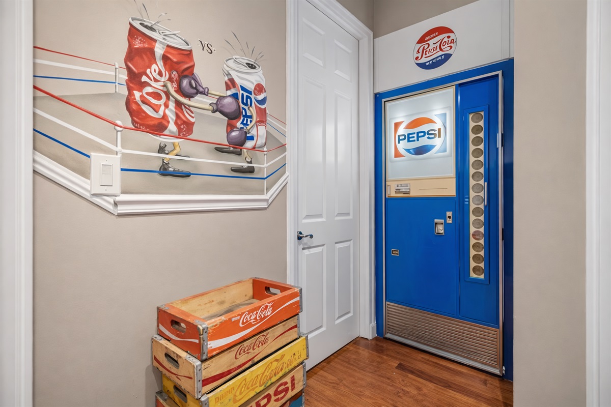 Hidden entrance to the pepsi room