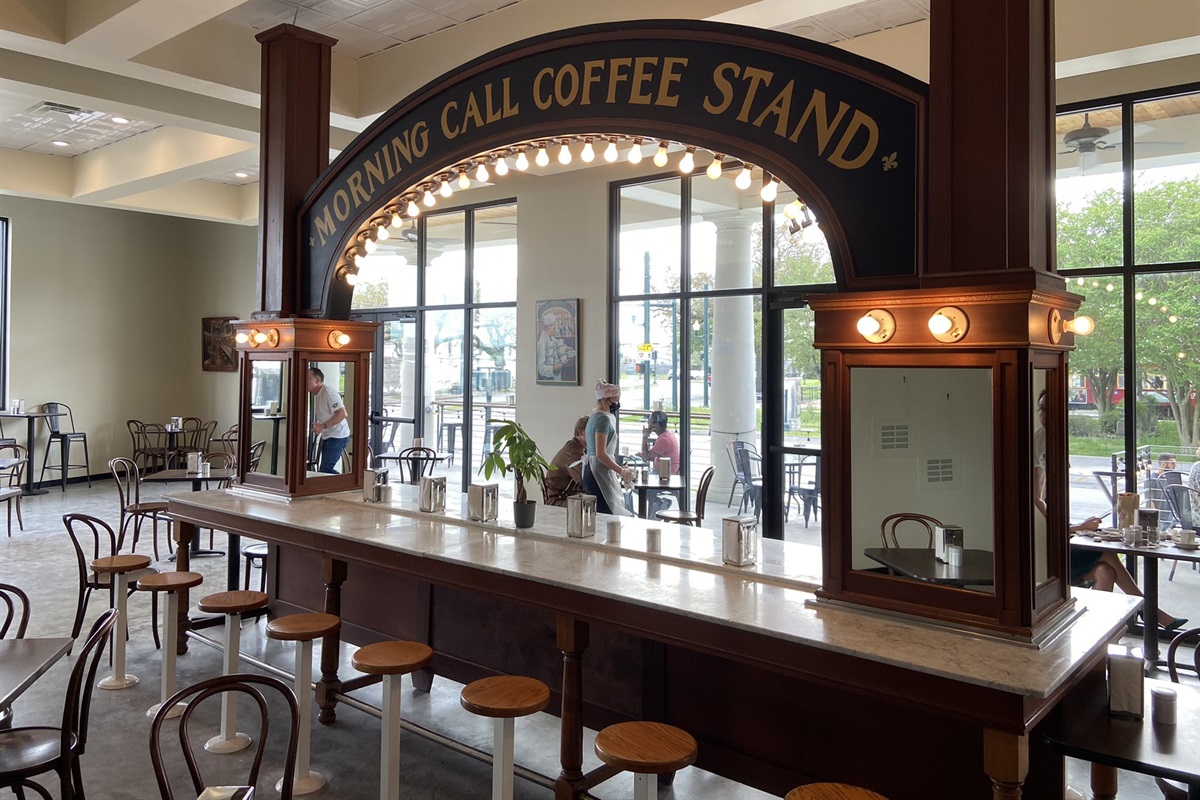 The new Morning Call - cafe au lait & beignets - 1/2 mile away. Morning or late night snacks!