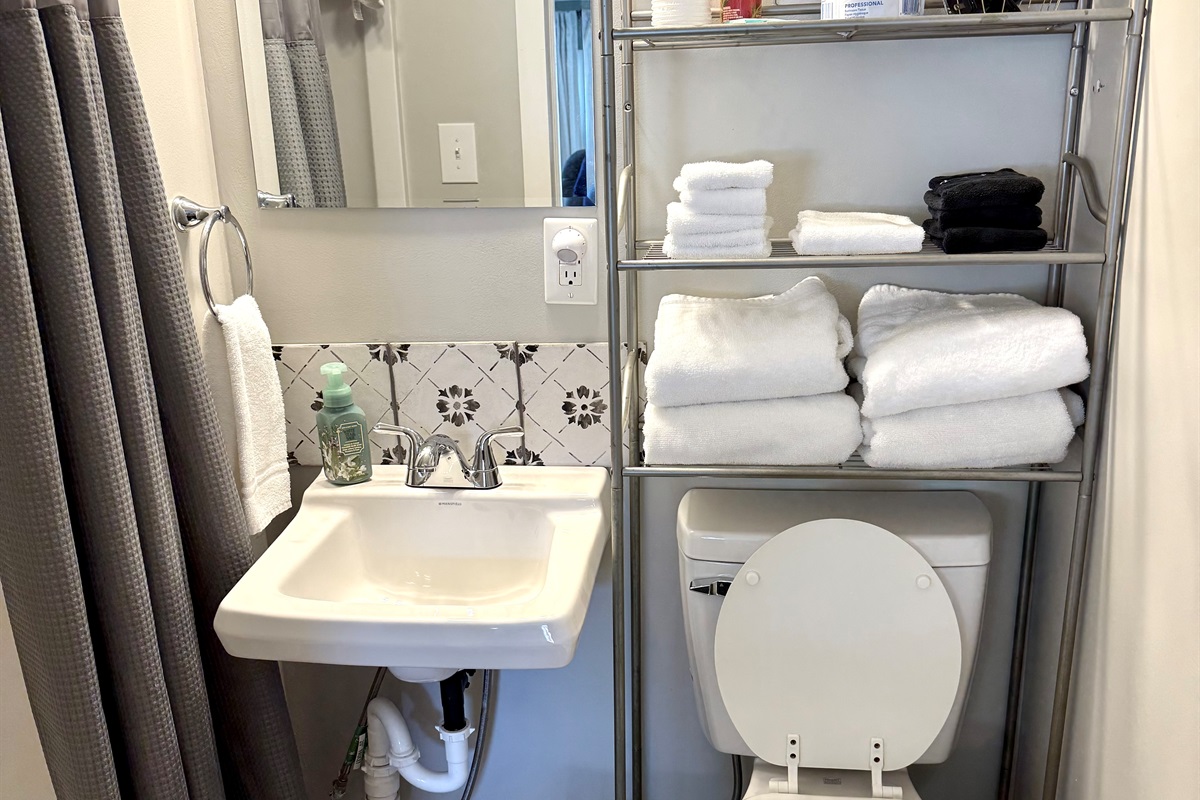 Bathroom with shower.