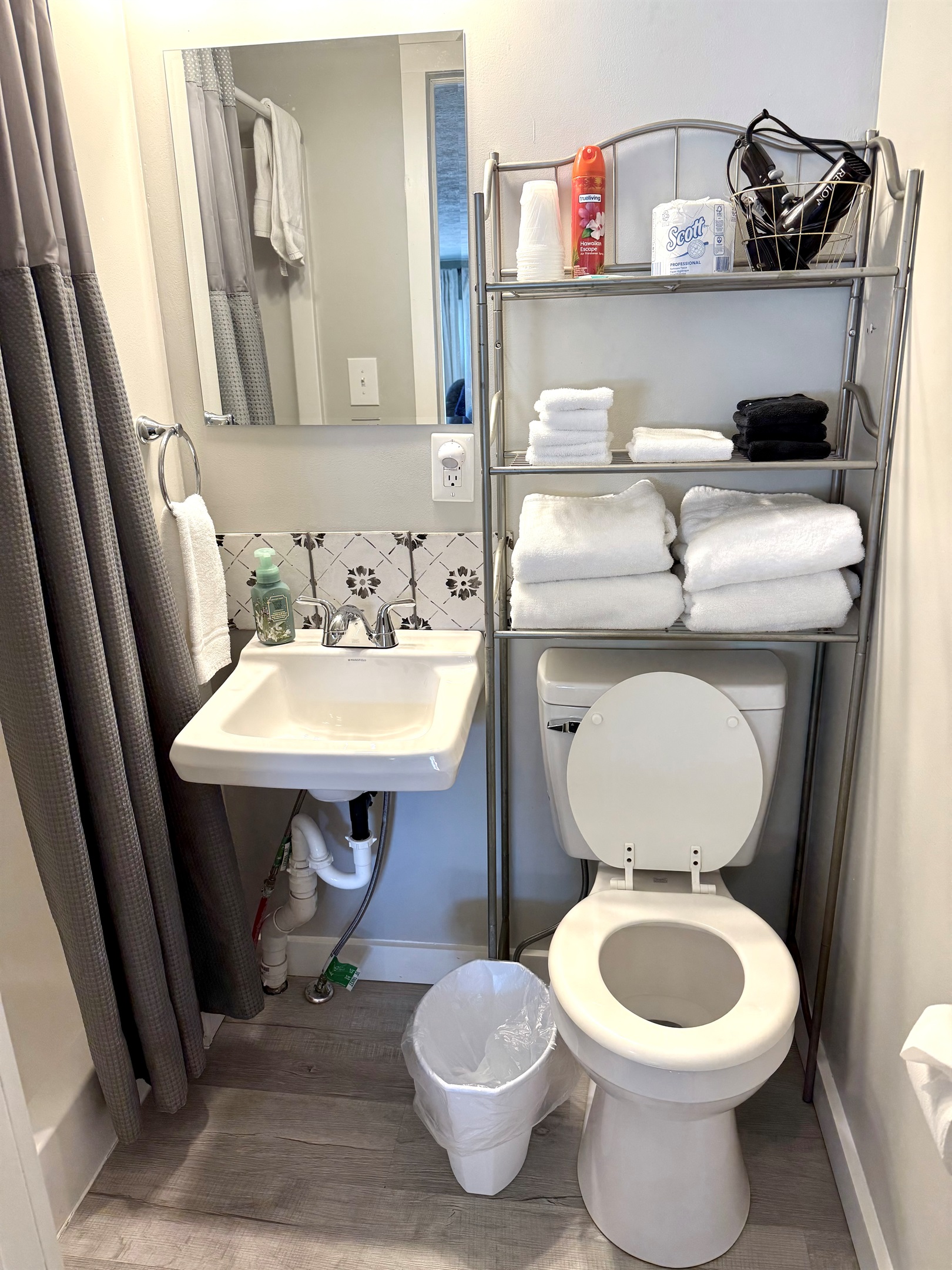 Bathroom with shower.