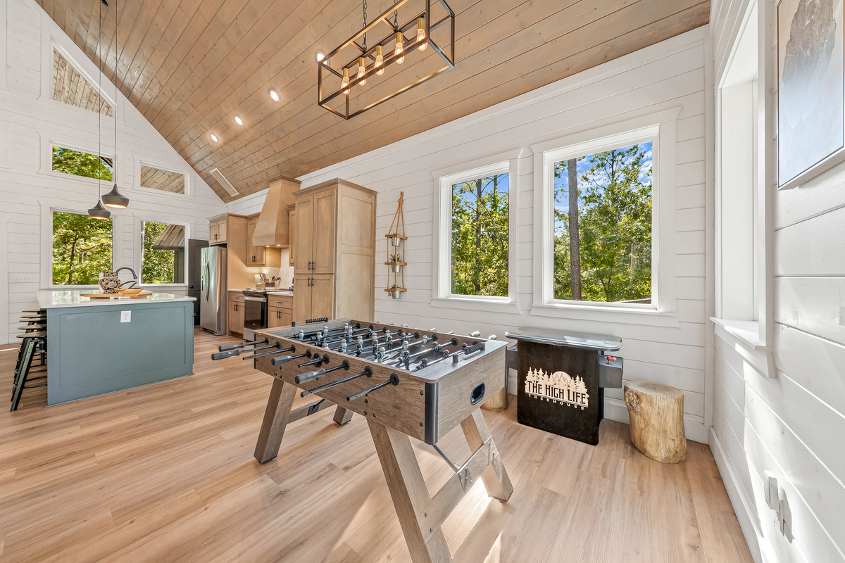 Foosball adds another way to play, with plenty of entertainment for every age without ever leaving the treehouse.