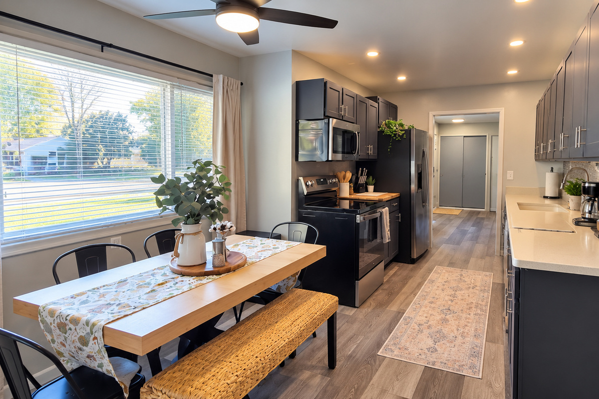 Enjoy meals together in the bright eat-in kitchen, complete with modern appliances.