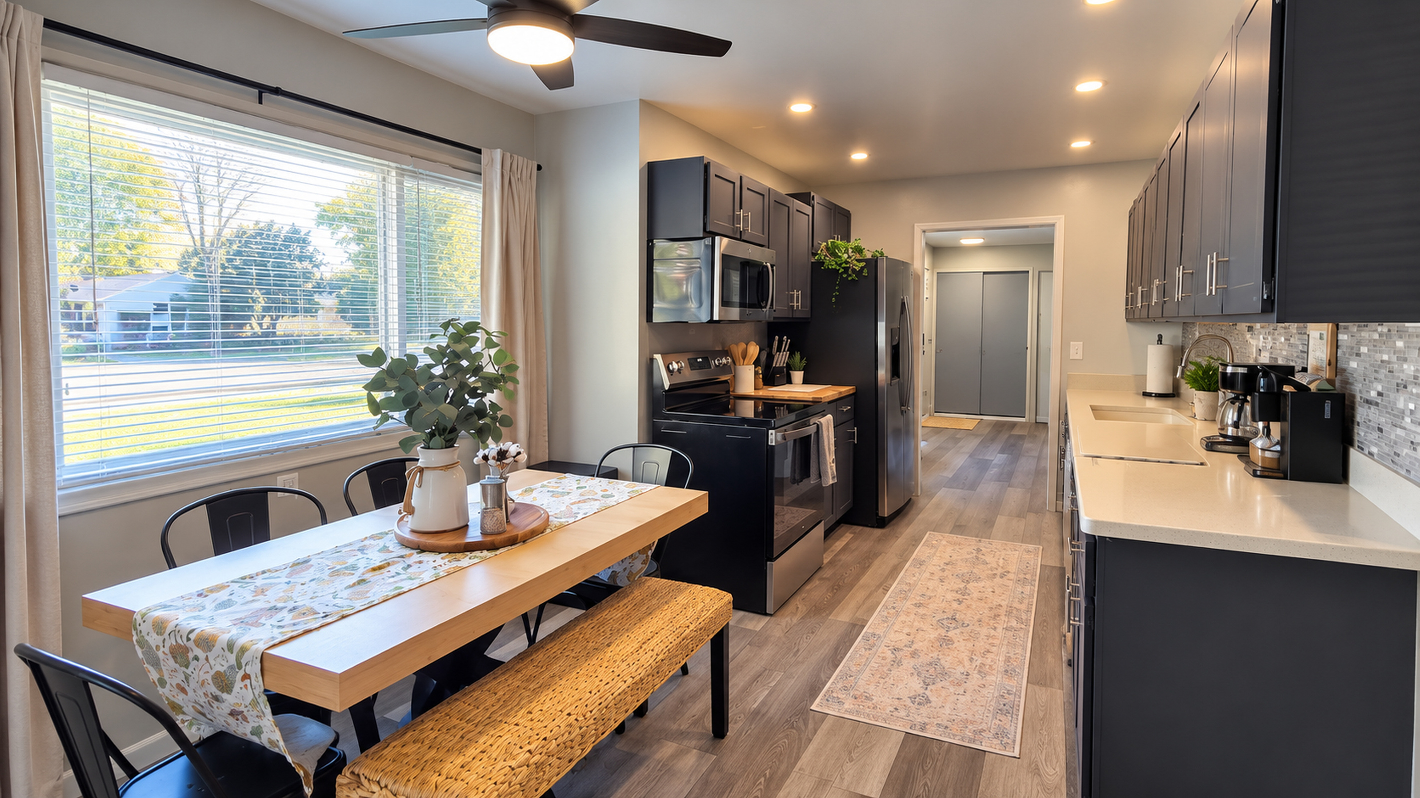 Enjoy meals together in the bright eat-in kitchen, complete with modern appliances.