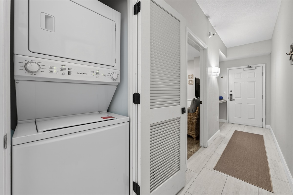 Stackable washer dryer in hall closet
