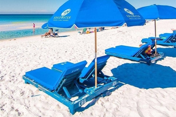 Beach chairs and umbrellas for rent