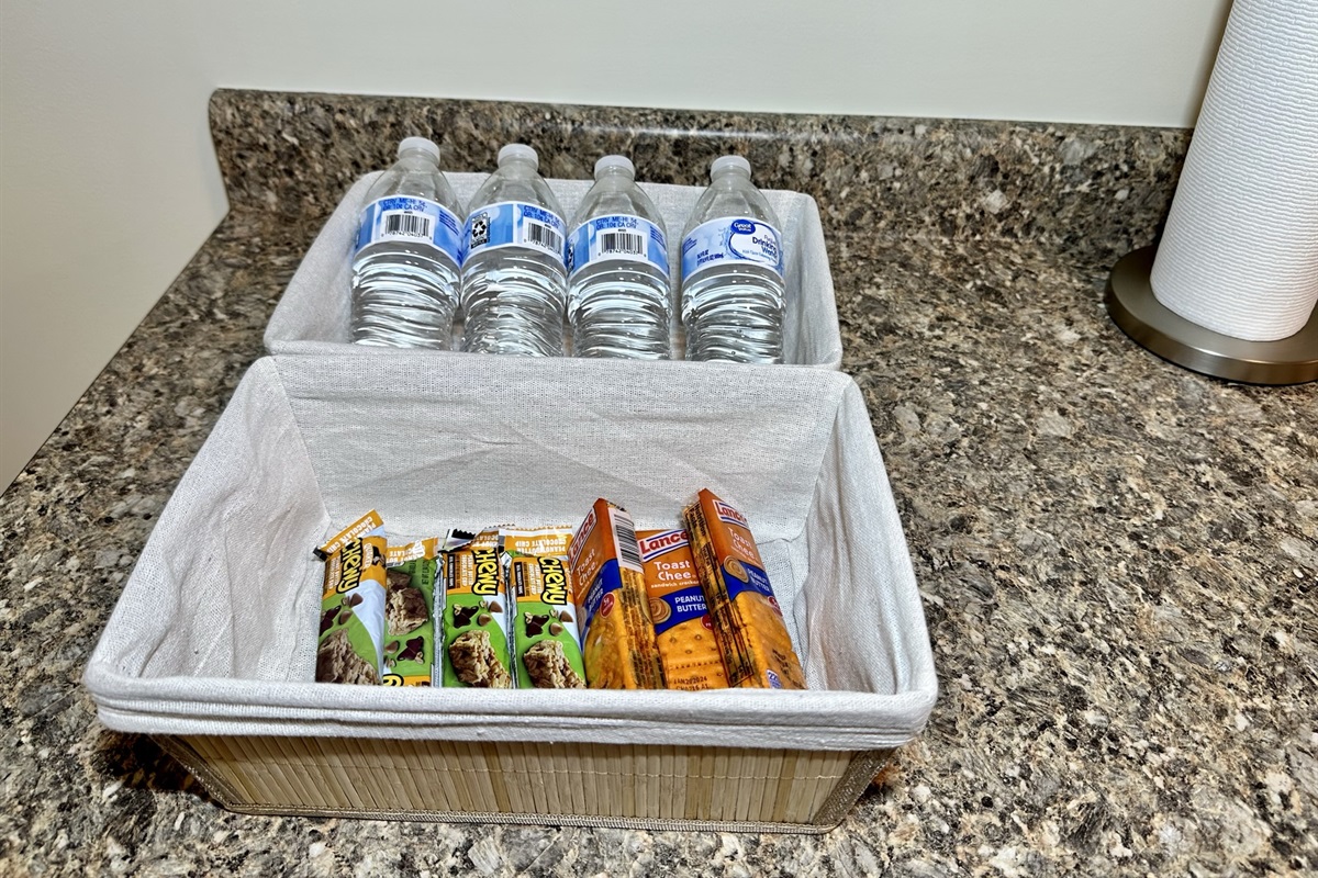 We'll provide you with some snacks and water to get you started or give you a boost after a long drive