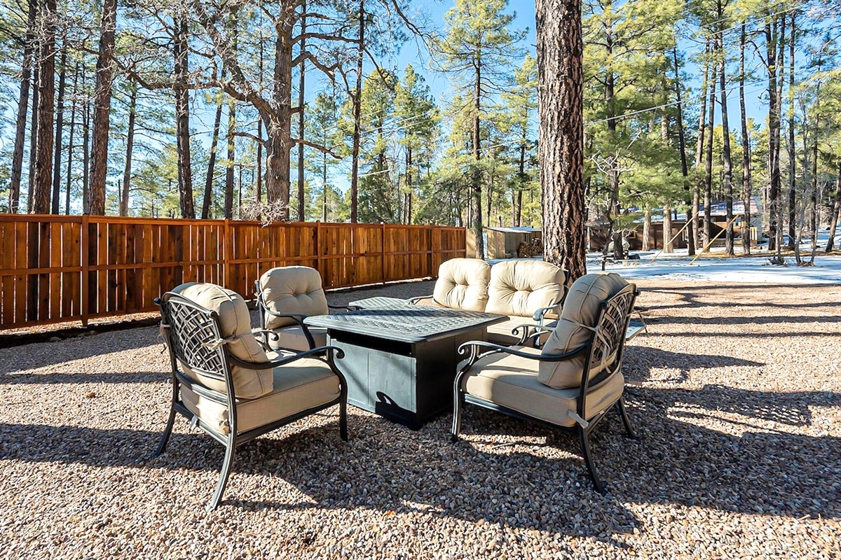 Relax around the firepit and stare up at the stars in the evenings.