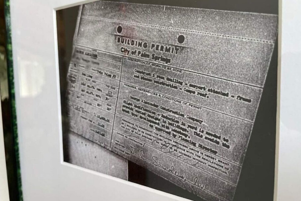 Original 1956 permit by George Alexander Construction Company. Note remarks: "Slight modification - reduction in yard is needed to provide varied designs in buildings. This avoids the tract type development with monotony."