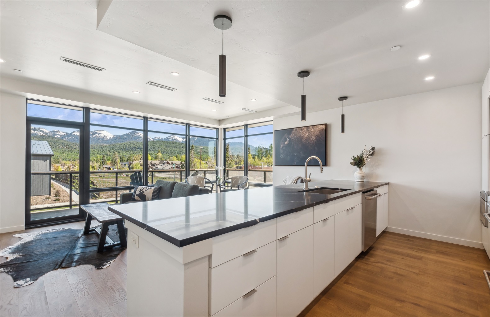 Relish the floor to ceiling views while whipping up a meal
