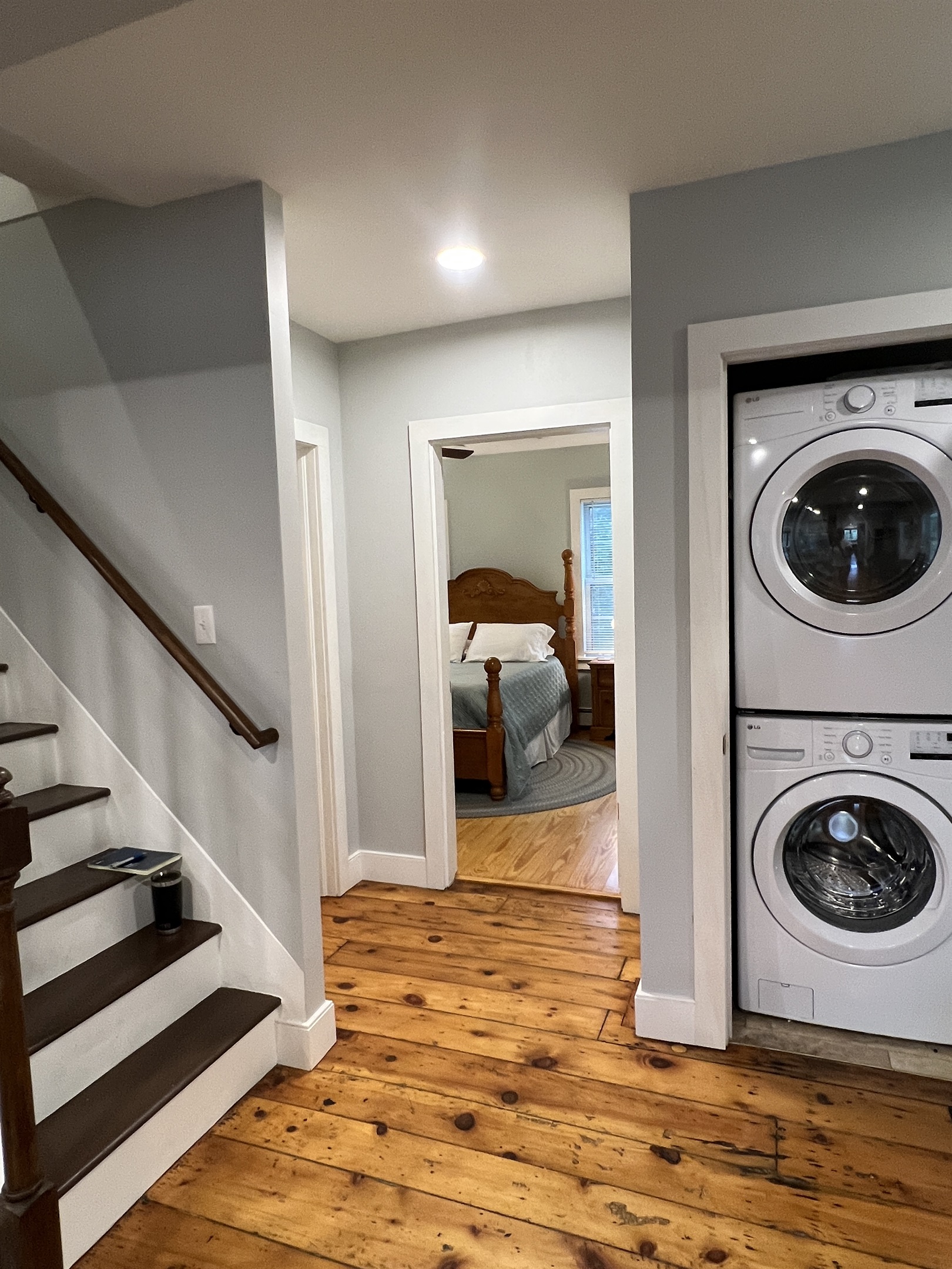 Cloverleaf Farm view of 1st floor bedroom and  laundry area.