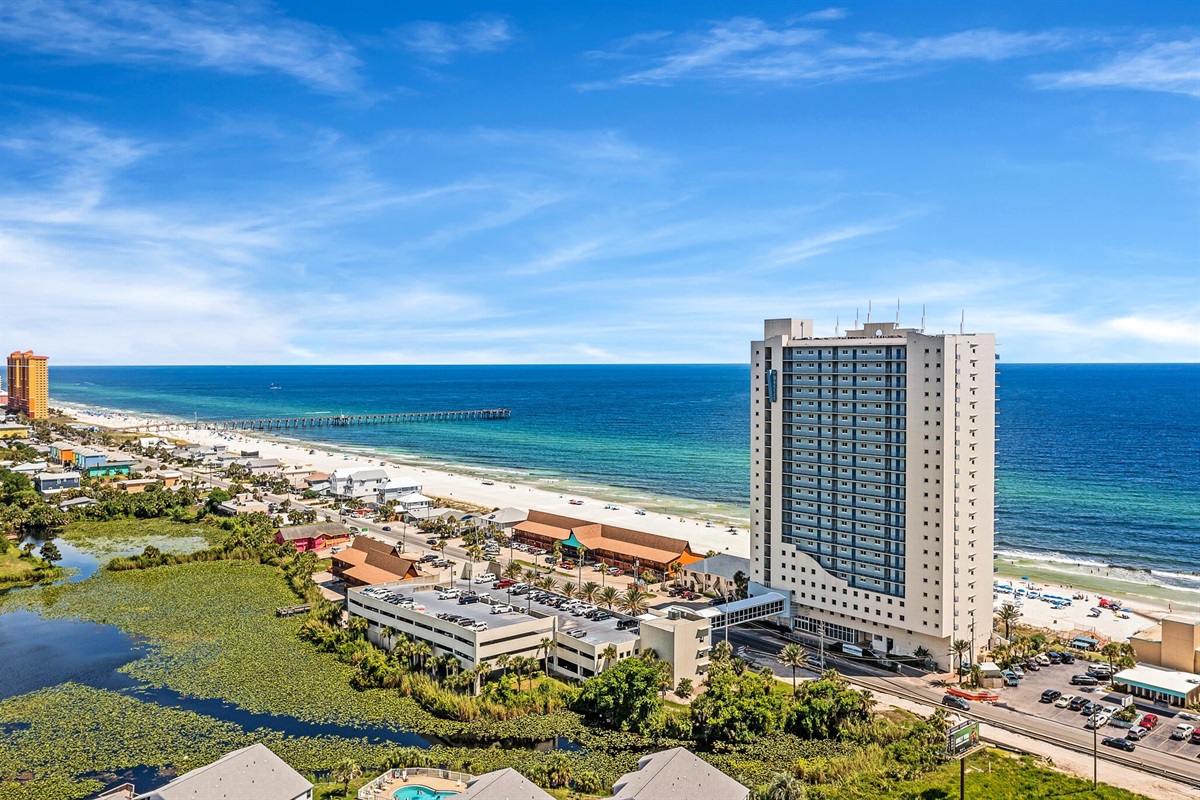 Aerial Shot of Resort & Lake
