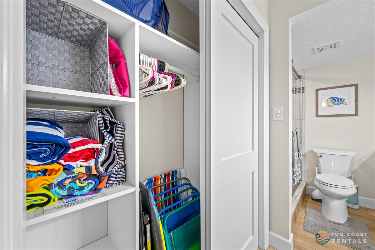 Bathroom Closet. Beach Amenities Included!
