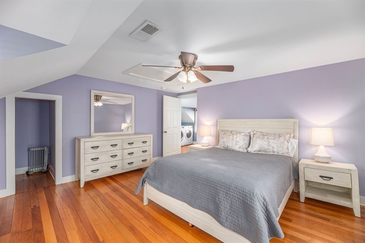 The second large upstairs bedroom with queen bed
