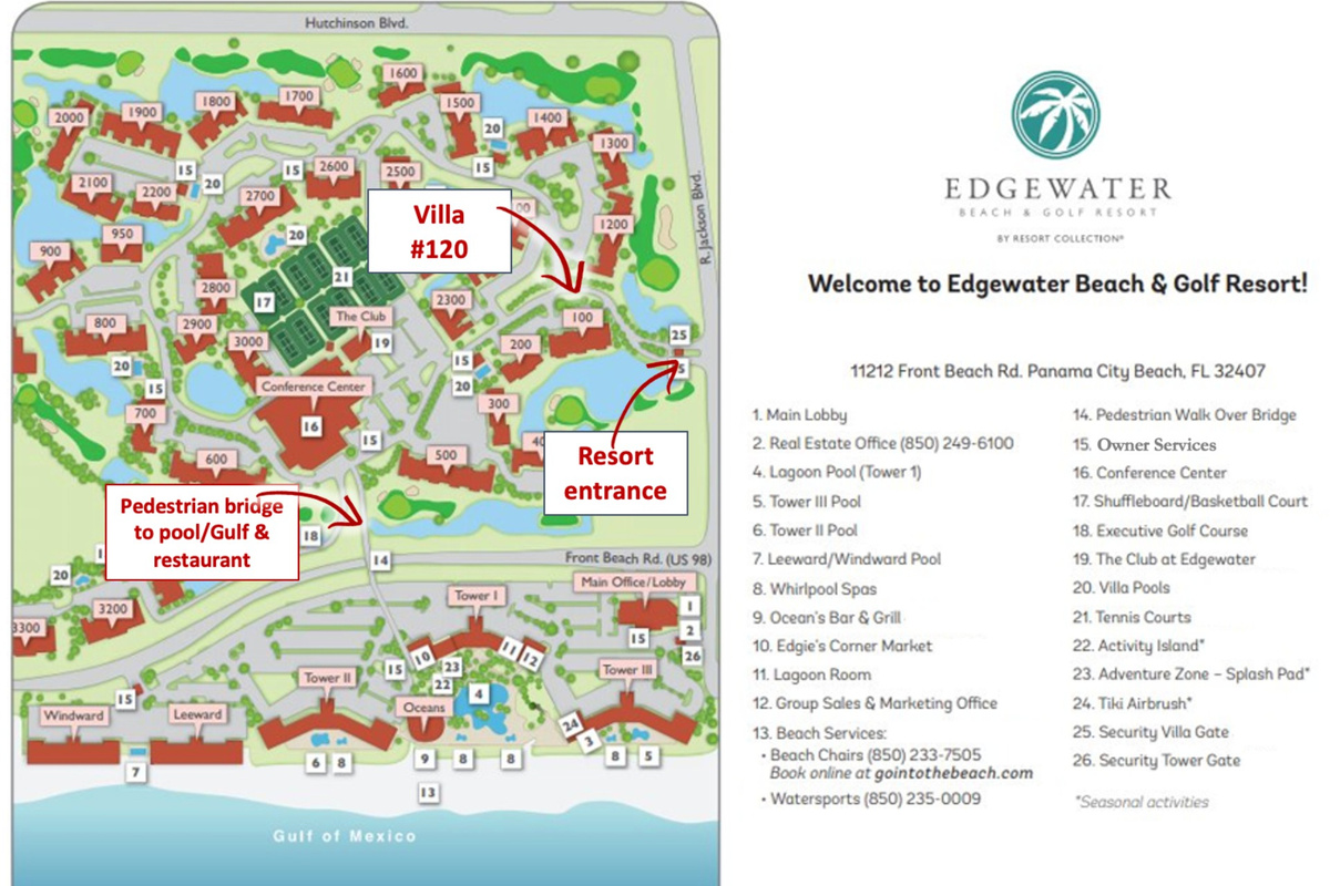 Villa 120 location on the resort map