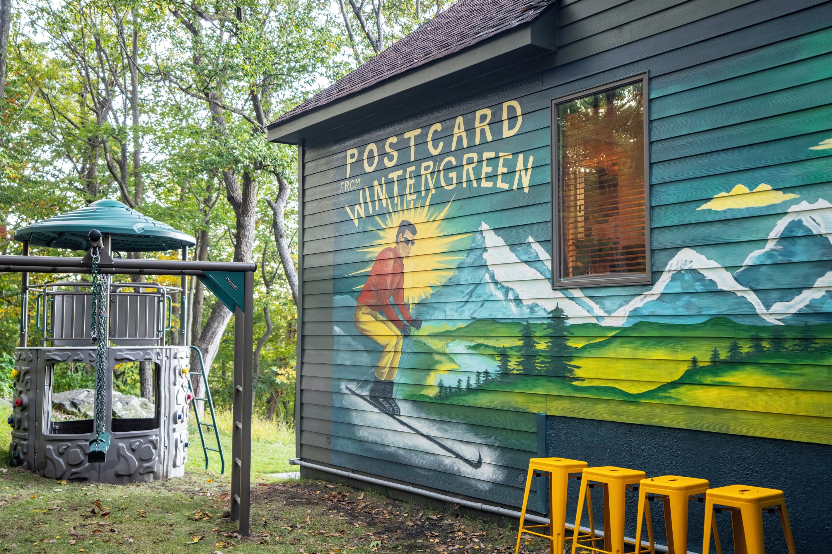 Custom mural by playground area