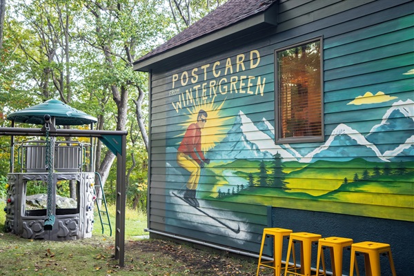 Custom mural by playground area