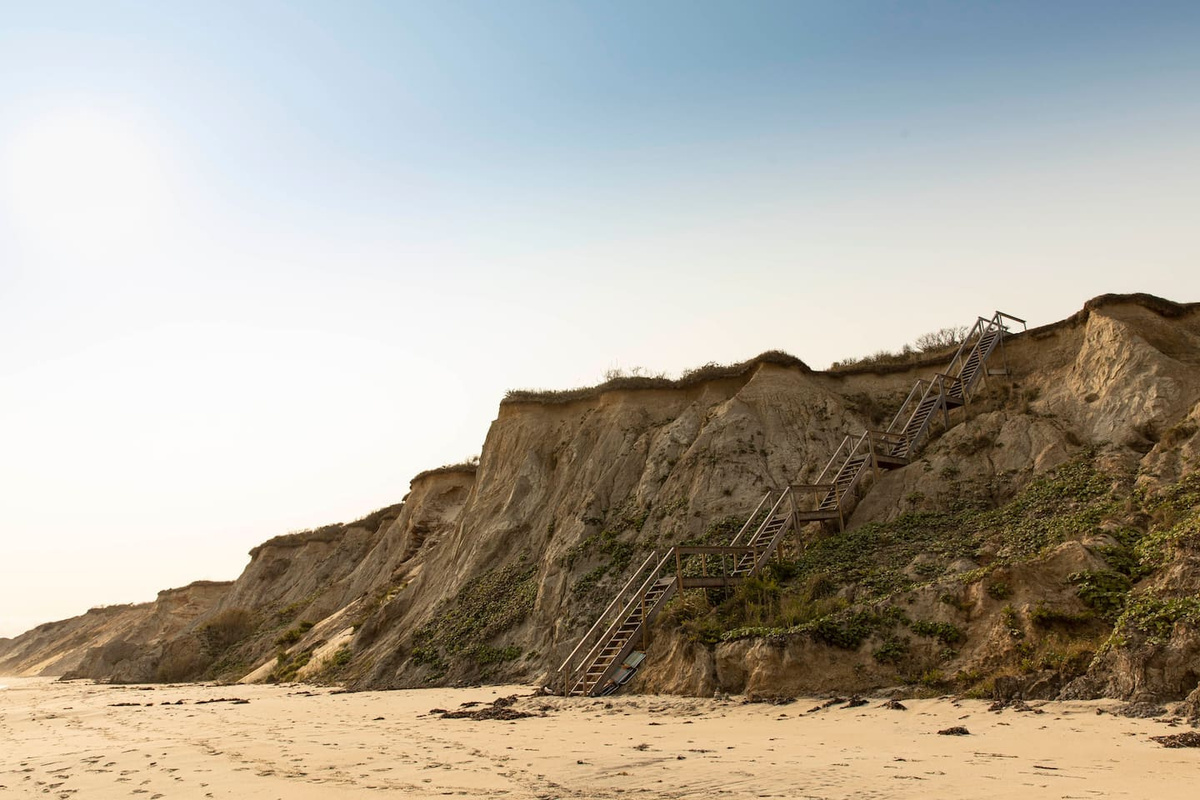 Beach level view of your private stairs and the beautiful clay cliffs