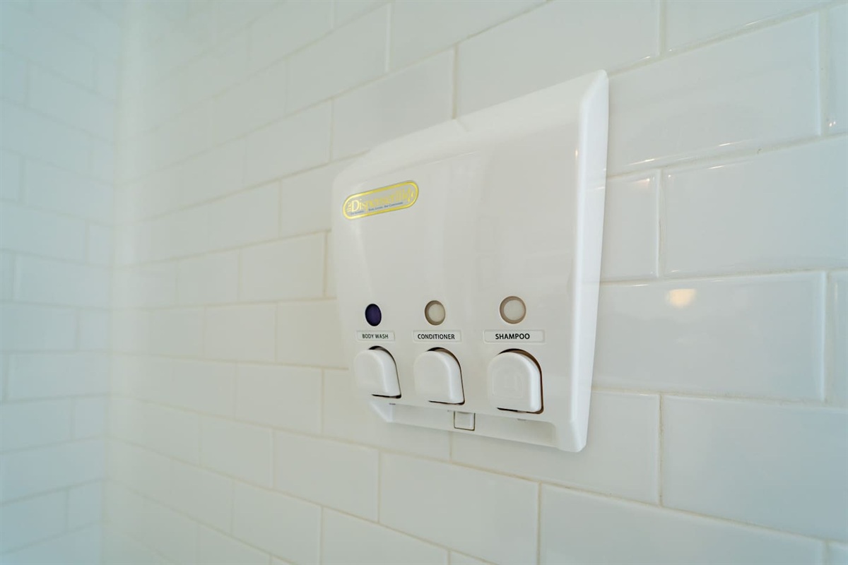 The Shower Gel, Shampoo, and Conditioner dispenser is there for your convenience. 