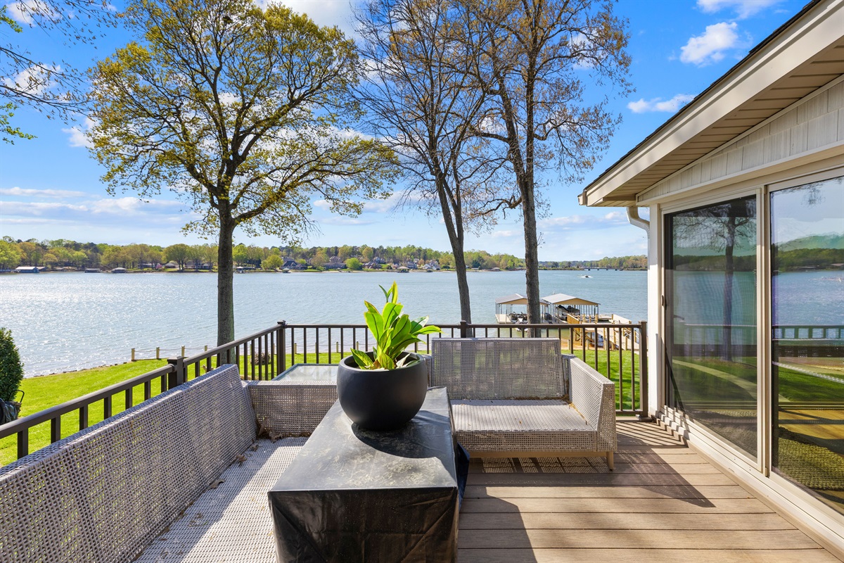 Relax on the deck and enjoy the views of Lake Norman. 