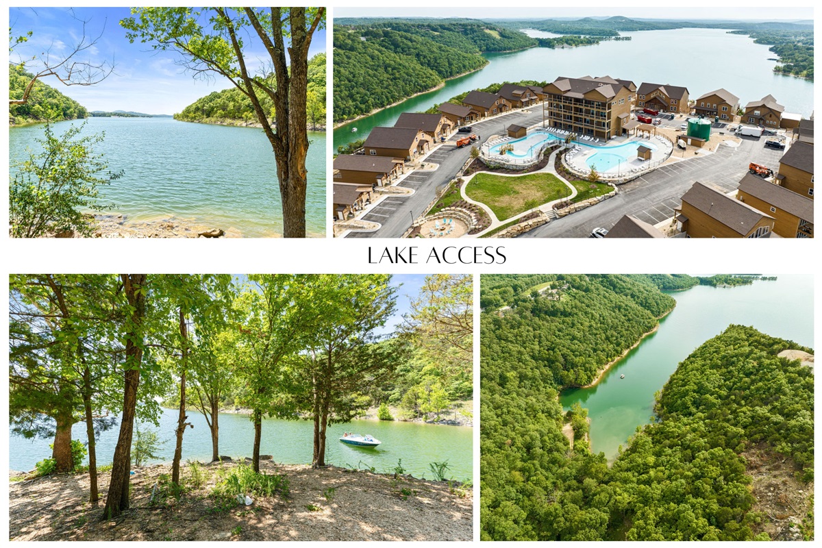 Lake access at our cabin offers a rare treat! Walk or drive down the hill to the cove and jump right in! Fish, swim, and wave to your family back up on our deck. Our cabin offers some of the best views of the entire resort!
