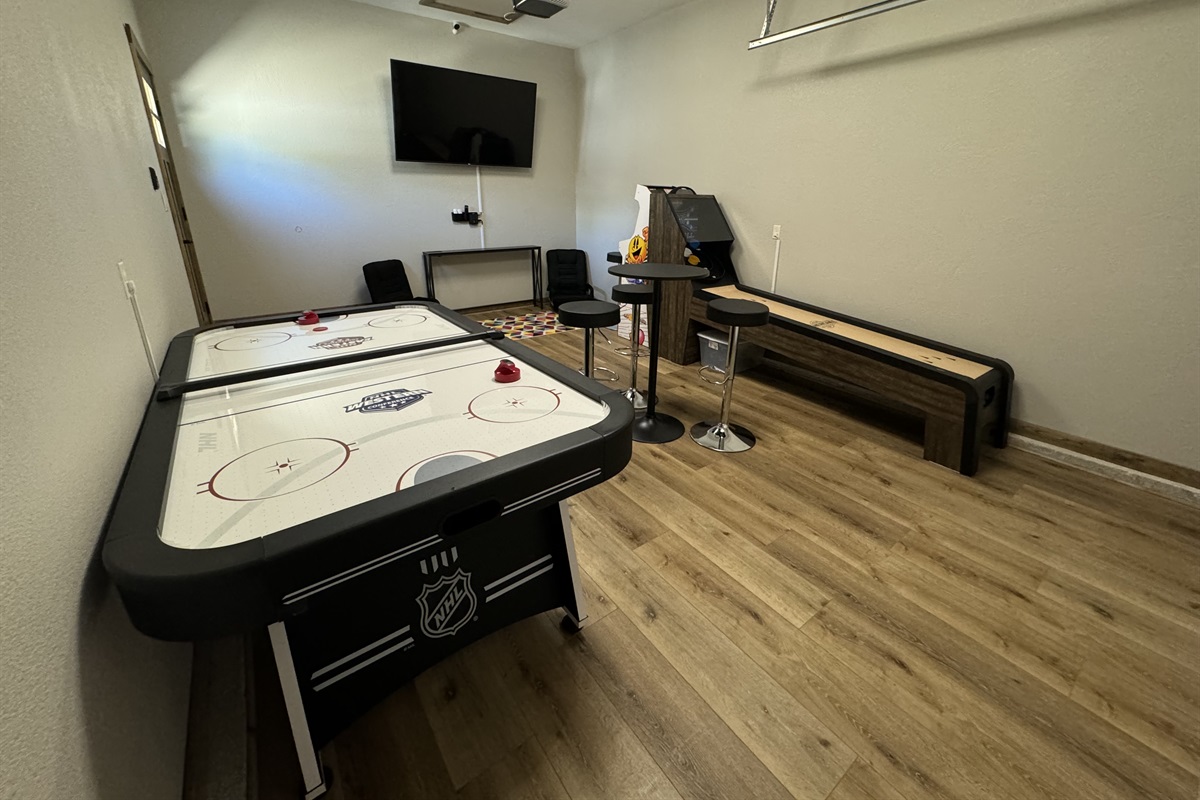 Lots of entertainment in garage area!