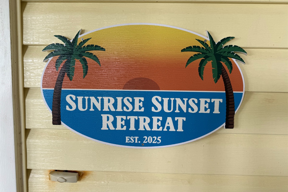 This sign marks the front door. 
