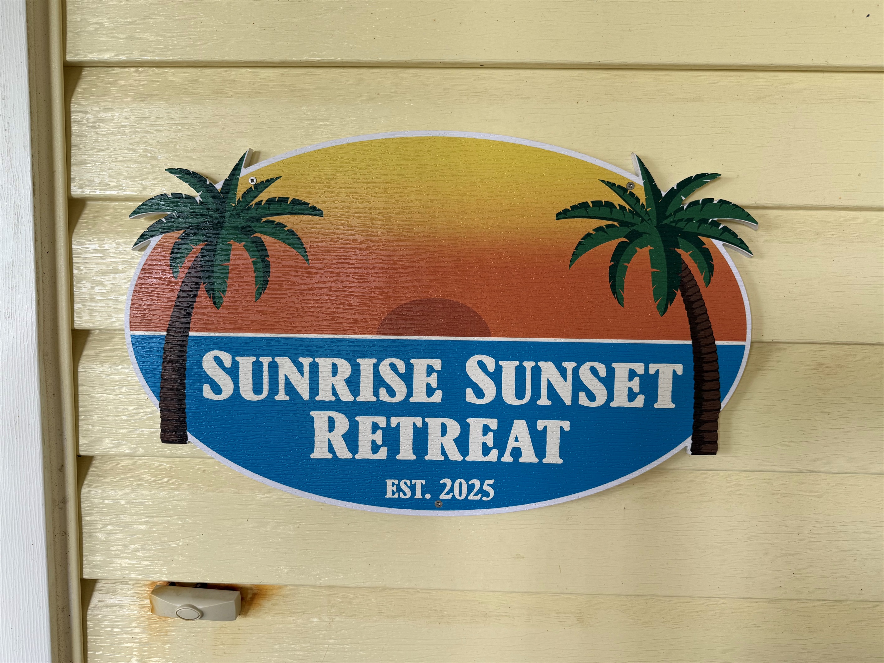 This sign marks the front door. 
