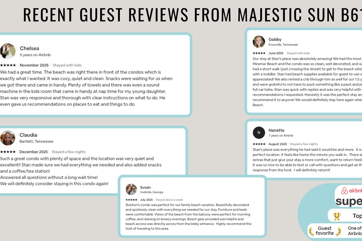 Recent reviews from happy guests show that you are in good hands!