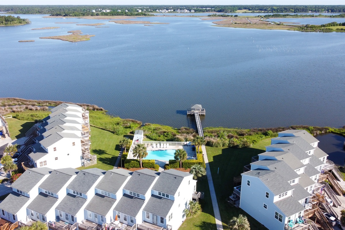 Aerial view highlighting our close proximity to the sound