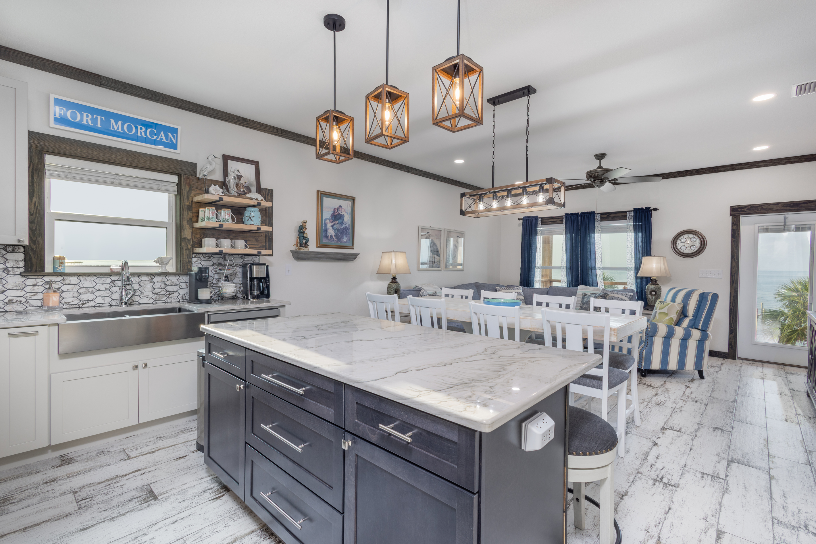 large island for food prep and serving