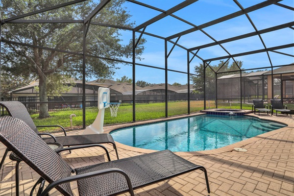 Screened, heated pool
